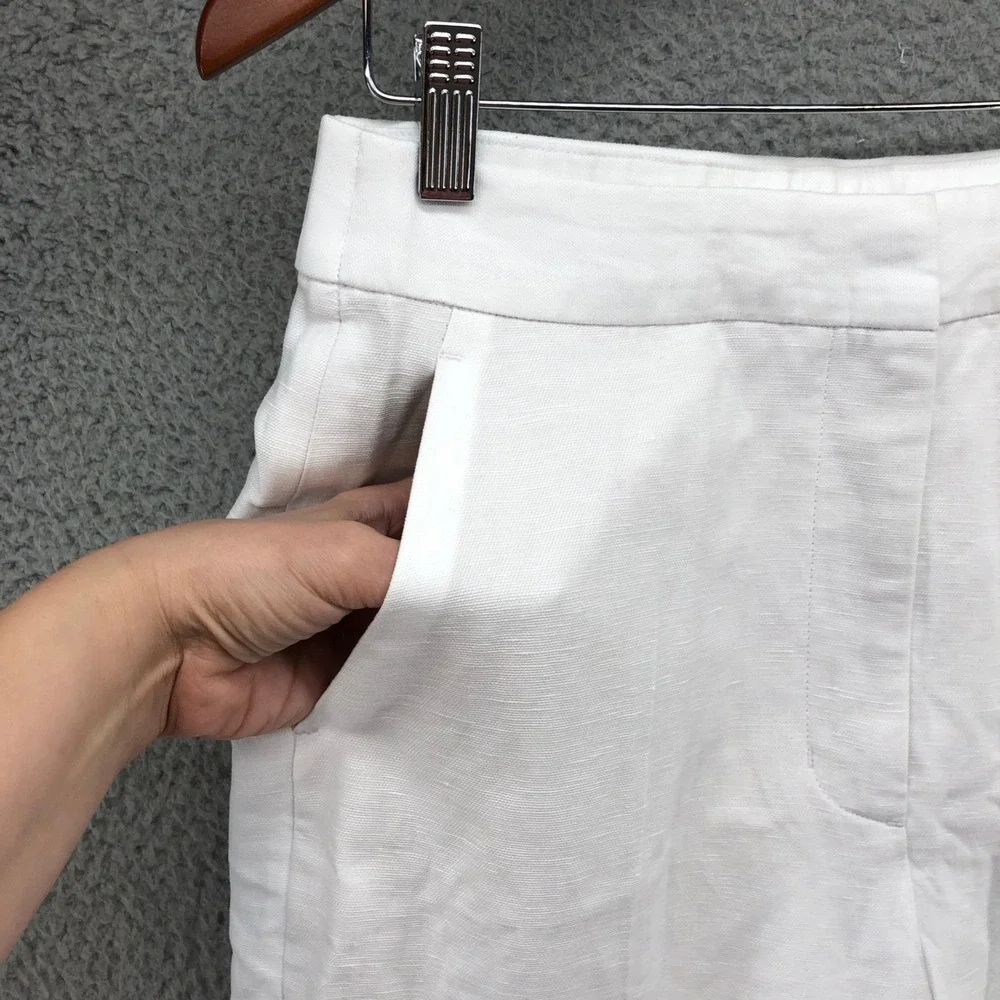 Wilfred Linen Pants Womens‎ 6 Wide Leg High Rise White Classic Beach Resortwear
